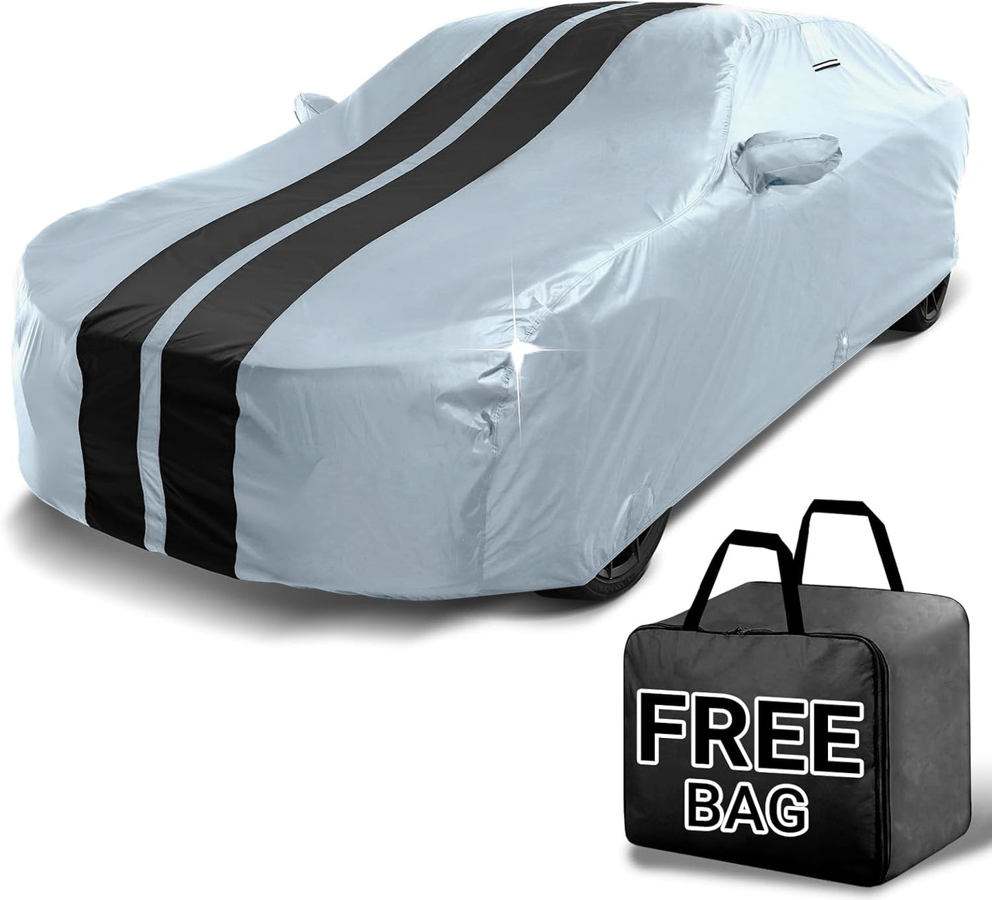 iCarCover Custom Car Cover for Buick Lesabre (2000-2005) Waterproof All-Weather Rain Snow UV Sun Protector Full Exterior Indoor Outdoor Car Cover (Stripe - Gray/Black)
