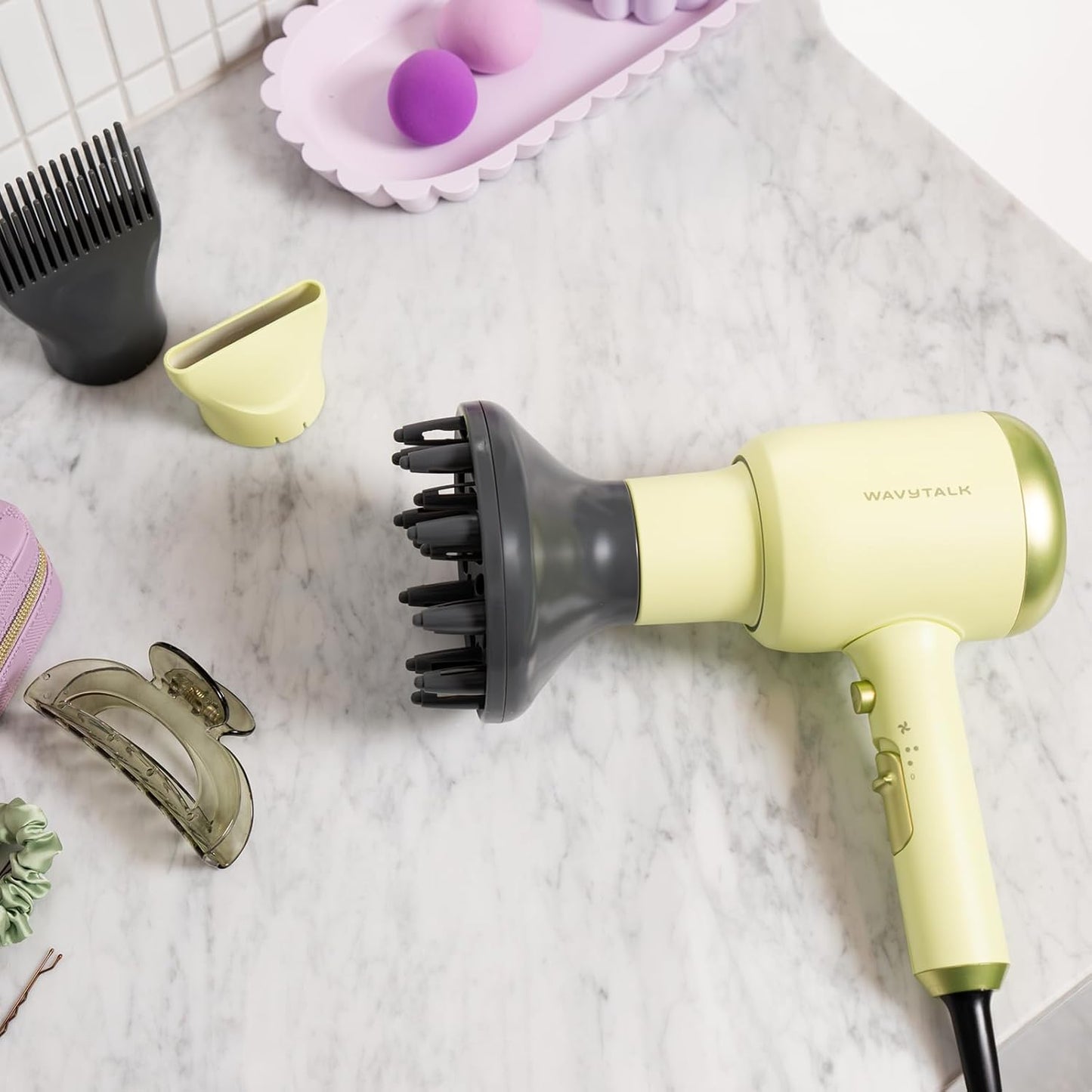 Ionic Hair Dryer for Curly Hair | 1875W Fast Drying | Diffuser & Attachments | Rose Gold