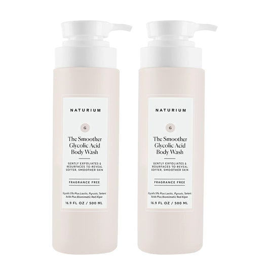Naturium The Smoother Glycolic Acid Exfoliating Body Wash, Soft & Smoothing Cleanser, 16.9 Oz (Duo 2-Pack)