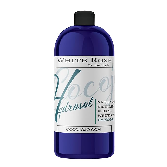 Dr Joe Lab White Rose Water Hydrosol - Pure Natural Distilled Bulgarian Rosewater Non-GMO Vegan Hydrating Toning Spray Mist Face Hair Skin Pores Locs Dreads - Packaging May Vary (32 oz)