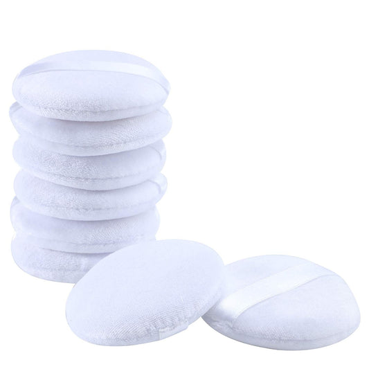Senkary 8 Pack Face Powder Puffs Soft Cotton Makeup Powder Pads For Loose Powder, Setting Powder, Body Powder (2.36 Inch, White)