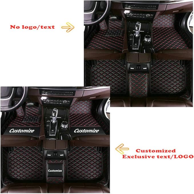Custom Personalized Floor Mats for Cars - Luxury Full Coverage All Weather Mats, Anti-Slip Leather Mat Set, Fit for 99% of Cars, SUVs & Trucks (Purple, C-Double Color)