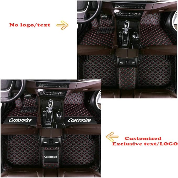 Custom Personalized Floor Mats for Cars - Luxury Full Coverage All Weather Mats, Anti-Slip Leather Mat Set, Fit for 99% of Cars, SUVs & Trucks (Blue Strip Shape, B-Strip Shape)