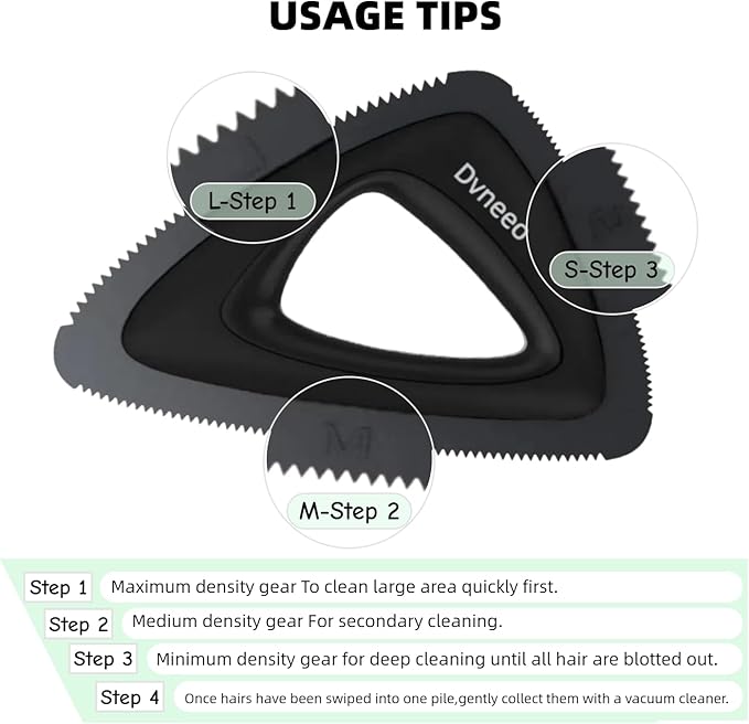Pet Hair Removal Tool, Carpet Dog Hair Remover for Car Interior- Rapid Removal, Durable & Ergonomic, for Car Mats, Couch, Furniture, Carpets (Black)