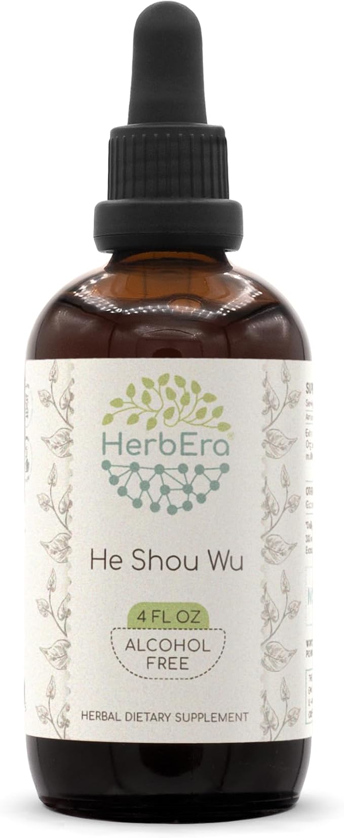 He Shou Wu B120 Alcohol-Free Herbal Extract Tincture, Concentrated Liquid Drops Natural He Shou Wu (Polygonum multiflorum) (4 fl oz)