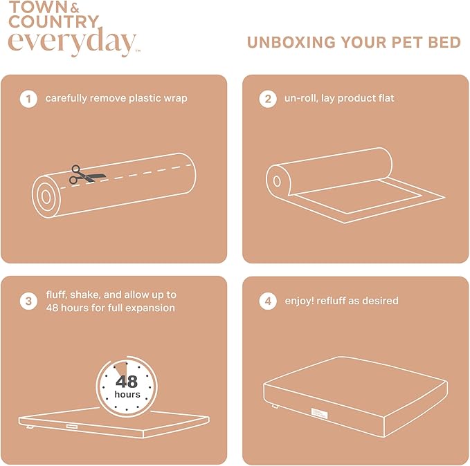 TOWN & COUNTRY EVERYDAY CuddleTown Comfy Solid Bolster Sofa Pet Bed, Supportive & Calming Egg Crate Foam, Non-Slip Bottom, Machine Washable Cover, Warm Taupe, Medium 28"x23"x8"