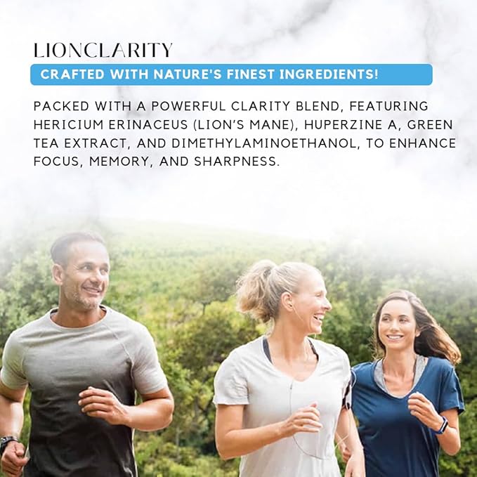 Absonutrix LionClarity, 390 mg, 4 FL Oz Liquid, 302 Servings, Made in USA, Plant-Based Ingredients, DMAE, Lion’s Mane, Huperzine A, Green Tea Extract, Non-GMO