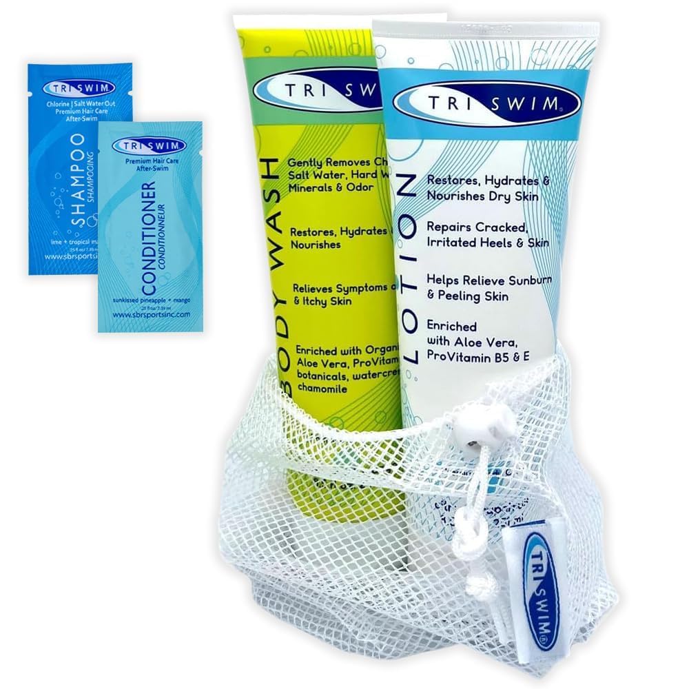 Triswim Body Care Gift Set | After Swim Body Wash And Lotion 8.5 Fl Oz Citrus-Scented With Aloe Vera & Chamomile | Includes Sham