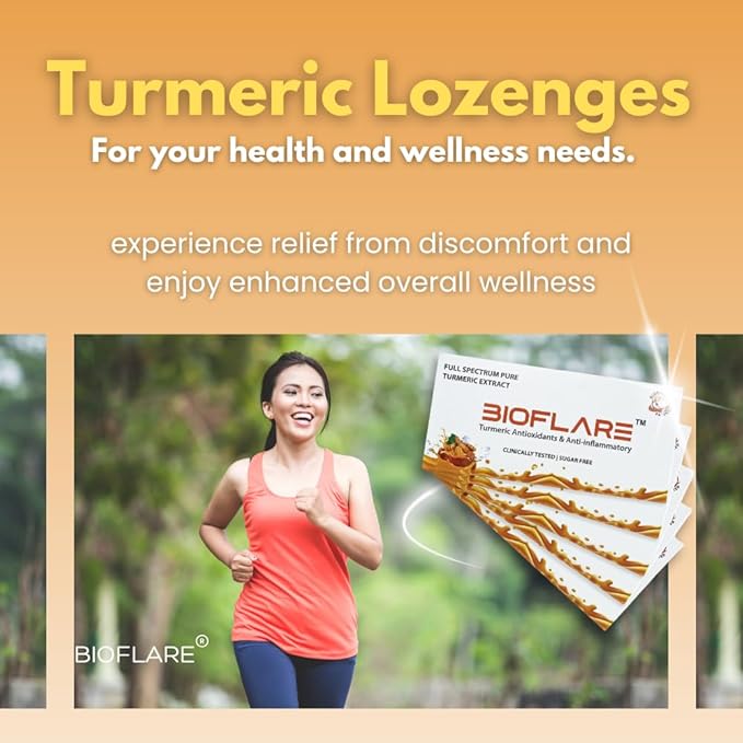 BIOFLARE® Turmeric Advance Formula Lozenges for Sore Throat Relief | Clinically Tested Turmeric Supplement for Immunity, Inflammation, Liver Support & Digestive Health (3-Pack)