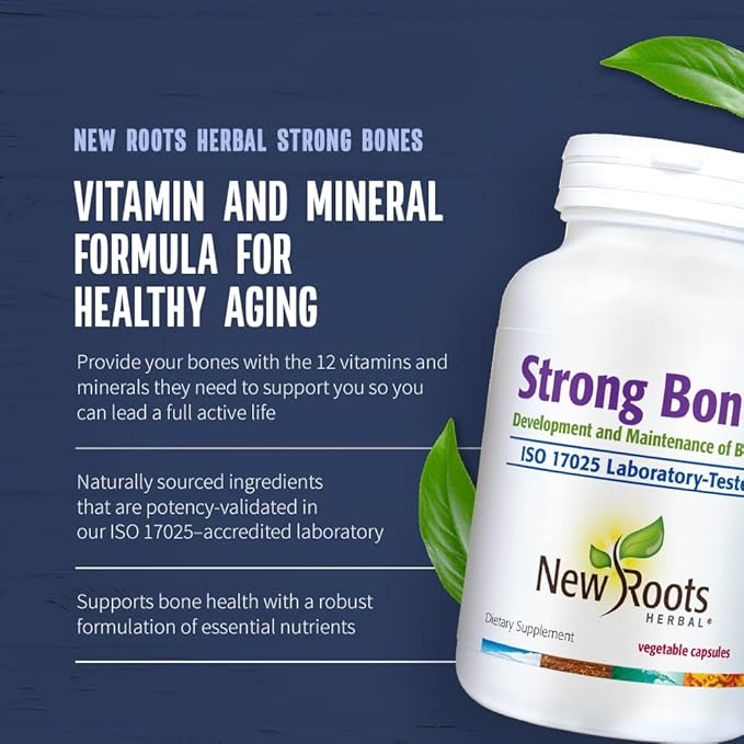 New Roots | Strong Bone Supplement with Super Blend 22-Ingredients: Glucosamine Sulfate, Calcium, Magnesium, Turmeric, Vitamin D3, B1, K2, B12, Zinc (360 Veg Caps)