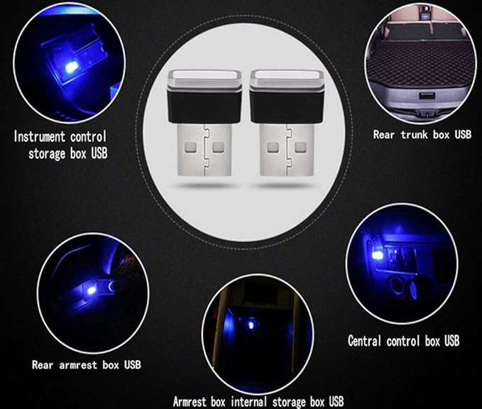 iJDMTOY Purple Magenta USB Plug-in Miniature/Nano LED Car Interior Ambient Accent Lighting Kit