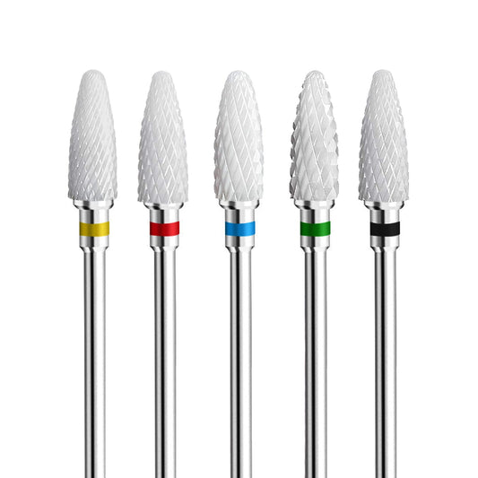 Fantexy Ceramic Nail Drill Bits Set,3/32'' Shank Professional Corn Shape Ceramic Bits,Acrylic Nail File Bits For Manicure Pedicu
