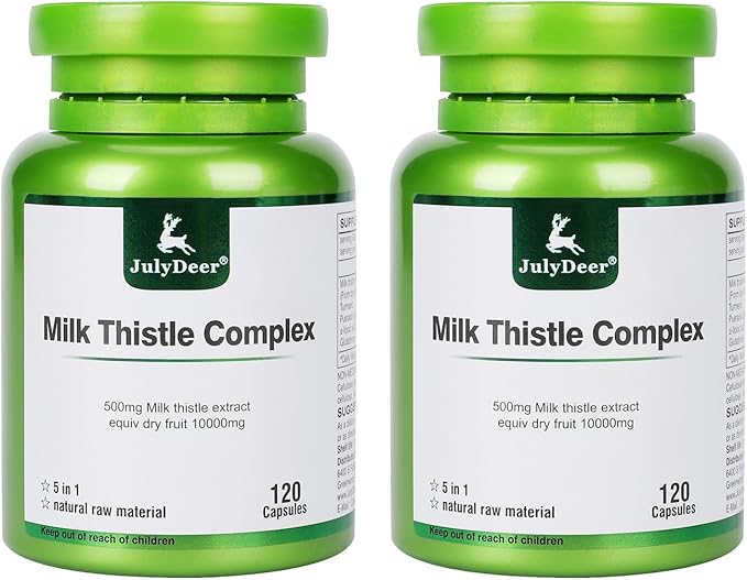 2 Bottles Milk Thistle Silymarin Marianum 630 mg Per Bottle - Total 240 Capsules