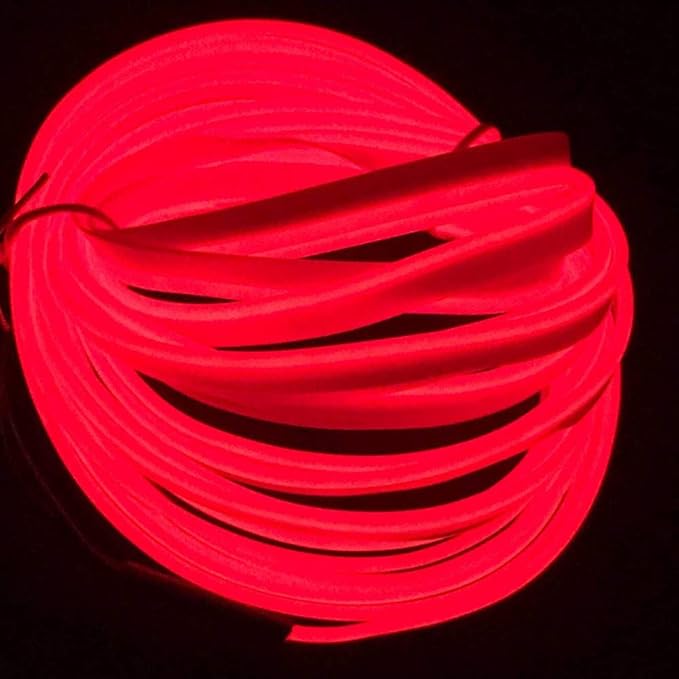 ABALDI 2m/6ft EL Wire, Neon Light with USB Inverter for Halloween Xmas Parties Indoor Outdoor Christmas Cosplay Costume(Red)