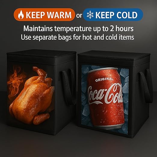 musbus 4 PACK catering bag for doordash 24W x 15H x 14D XXXL Insulated Food Delivery Bag Cooler Bags Keep Food Warm Catering Therma Cooler Bags Therma Shopper hot Black 24W x 15H x 14D hot boxes