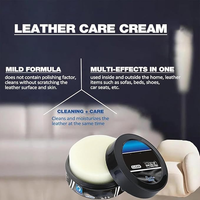 Leather Balm for Cars, Leather Cleaner and Conditioner for Car Interior, Multifunctional Cleaning and Care Cream & Cleaning Paste, Deep Cleaner & Leather Repair Kit for Furniture, Shoes, Bags(2PC)