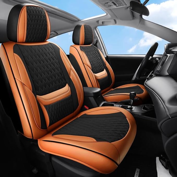 Car Seat Covers Full Set Custom Fit for Buick Century 1997-2005 - Premium Faux Leather with Lumbar Support | Breathable, Waterproof, Anti-Slip, Durable (Black&Brown,Full Set)
