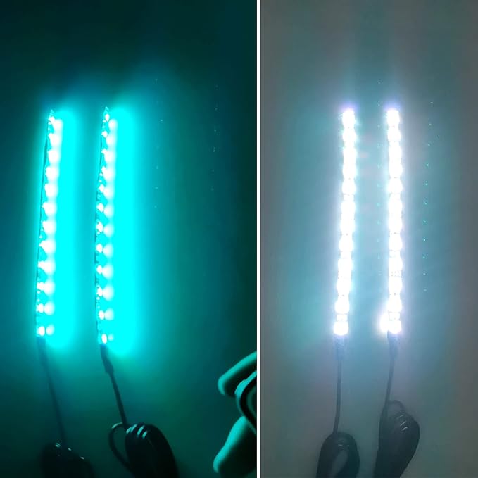2Pcs 12LEDs Motorcycle LED Light Strips- RGB Multi-Color Accent Glow Neon Ground Effect Lights lamp for Motorcycle led Light Kits,ATV Car Golf cart LED Underglow Strip Lights