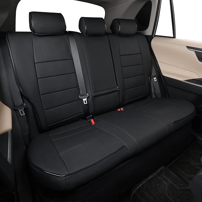 EKR Rav4 Seat Covers Custom Fit for Toyota Rav4 (Hybrid) LE/XLE Premium 2026, Leather Car Seat Cover Full Set for SUV,Faux Leather(Black)