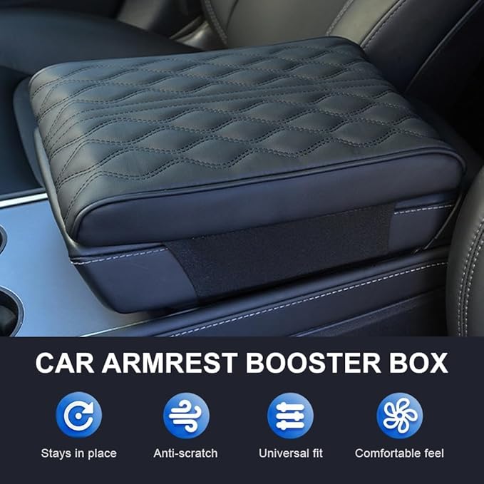 Leather Car Armrest Box Pad, 2026 New Upgrade Waterproof Universal Memory Cotton Armrest Box Pad, Center Console Lid, Car Center Console Cover for Most Vehicle, Car Accessories (Brown)