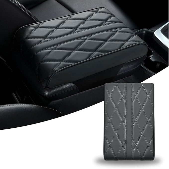 Car Armrest Cushion for Jaguar F-Pace 2015-2019 2020 2021 2022 2023 2024 2025, Car Center Console Cover Armrest Pad Soft Leather Car Interior Accessories,Black