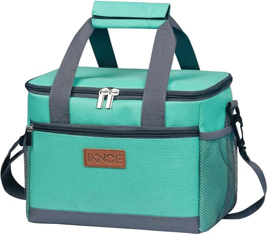 iknoe Insulated Lunch Bag, Foldable 8.5L Cooler Bag for Men & Women, Leakproof Thermal Design, Great for Office, Picnic, Travel, Lunch Box,Mint Green