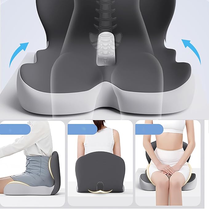 Back and Seat Cushion, Car Seat Cushion for Cars with Lumbar Support,Seat Cushion for Truck Driver, Ergonomic Memory Foam Non Slip Seat Skin with Back Support for Office Chair, Car Seat(D Type)