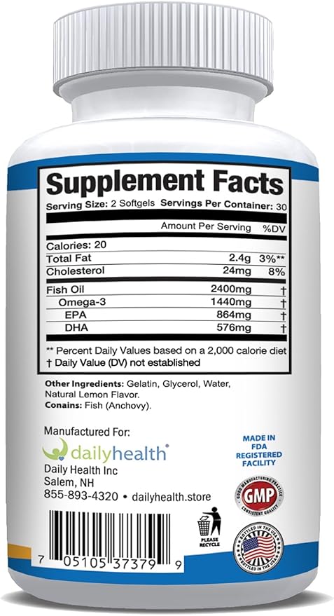 Omega 8060 2400mg Omega 3 Fish Oil Joint Health Supplement 60 softgel - 1 Month Supply
