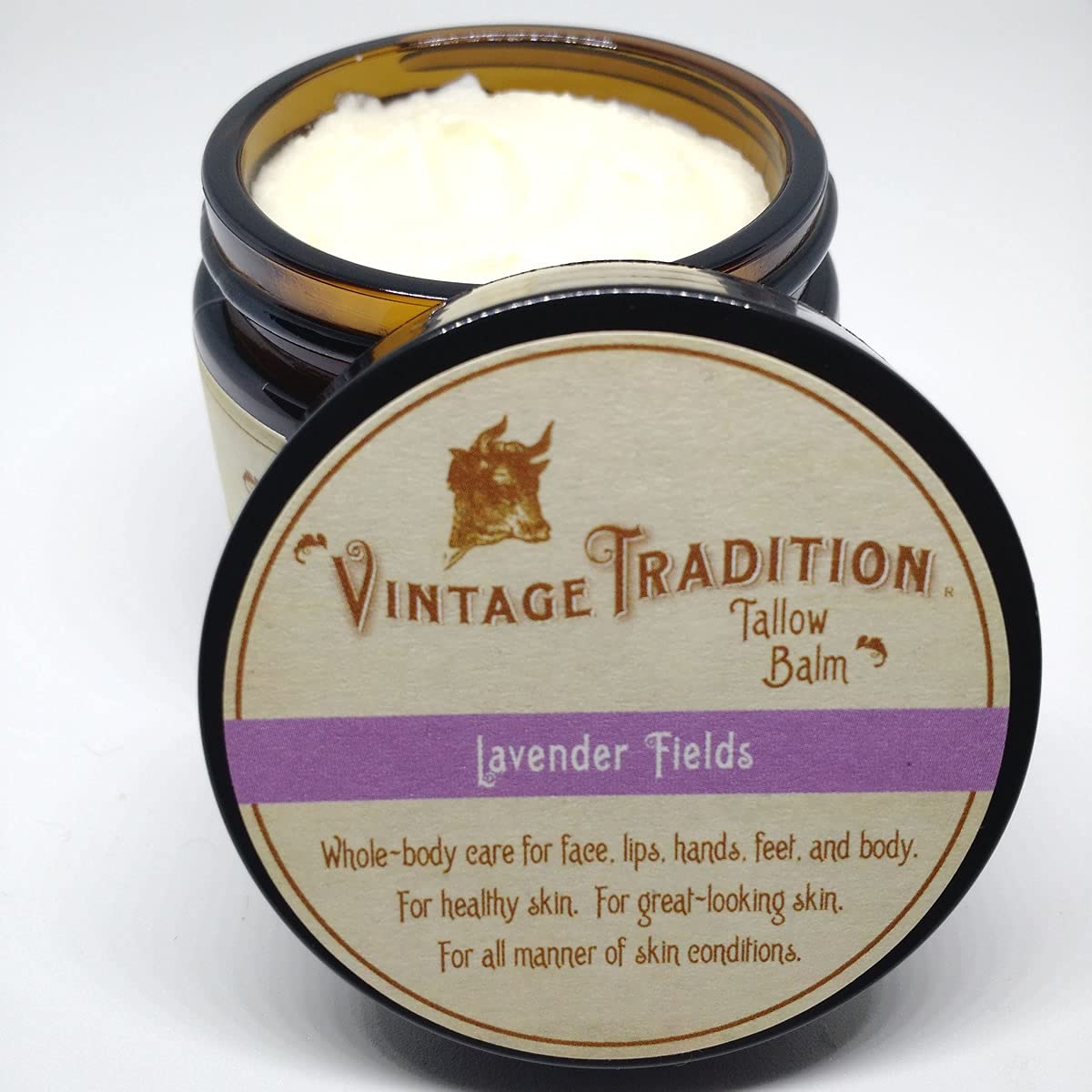 Vintage Tradition Beef Tallow All Purpose Balm - Healing, Hydrating Lavender Oil Skin Care Salve Replaces Body Lotion, Hand Crea
