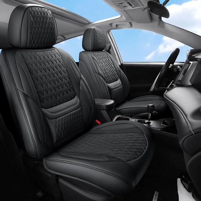 Front Seat Car Seat Covers Custom Fit for Chevrolet/Chevy HHR 2006-2011 - Premium Faux Leather with Lumbar Support | Breathable, Waterproof, Anti-Slip, Durable (Black,Front Seat)