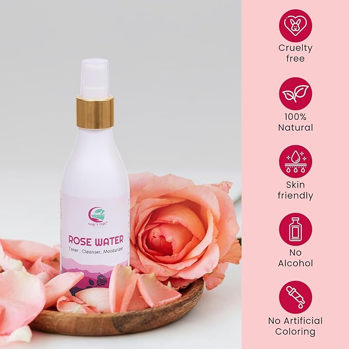 100% Pure Rose Water 6.5 fl oz | for Face & Hair | Alcohol Free & Artificial Coloring Free | by Yogi's Gift®