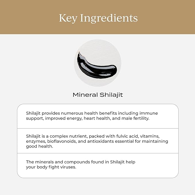 CYMBIOTIKA Pure Himalayan Shilajit Resin - High Potency Shilajit with Elemental Gold & Fulvic Acid - 84+ Trace Minerals for Energy, Focus, Immune & Digestive Support - Authentic Shilajit Resin