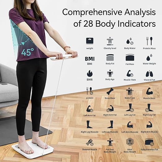Fitdays Smart Body Fat Scale | Advanced 8-Electrode Technology for BMI/20+ Body Metrics | Full-Color LED & High Precision | Bathroom Weight Scale for Fitness/Weight Loss |(FG2015ULB-Black)