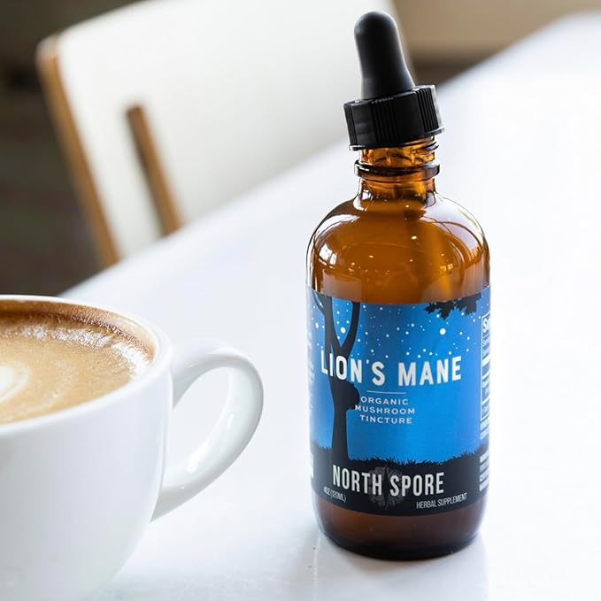 North Spore Organic Lion's Mane Mushroom Tincture (2 oz) | 100% Fruiting Body Extracts | for Focus, Memory, Brain Support | Certified Organic, Vegan, Non-GMO | Adaptogenic, Nootropic | Made in USA