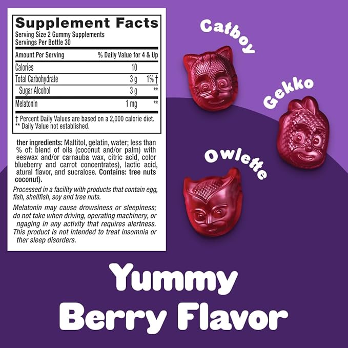 L'il Critters PJ Masks Melatonin Gummy Supplements, 60 Gummies