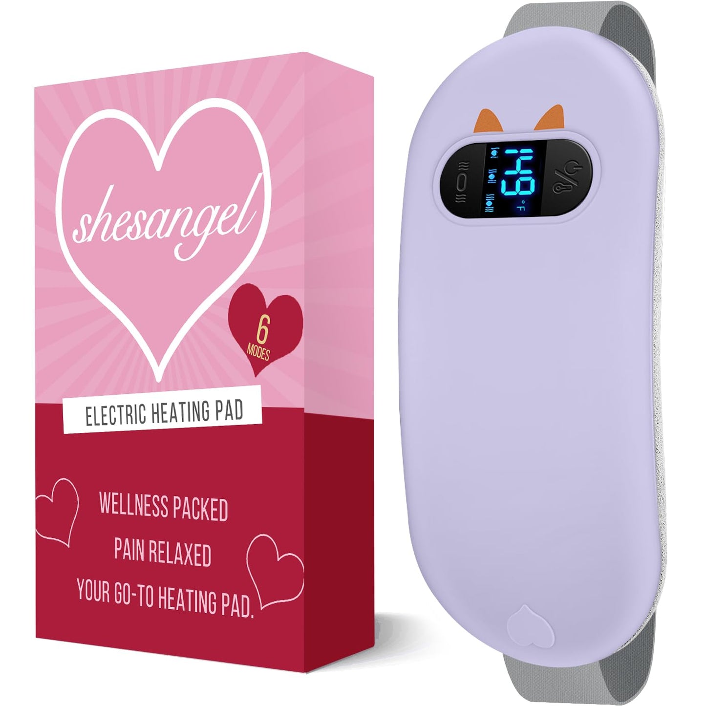 Portable Heating Pad for Period Cramps: Cordless Menstrual Heating Pad with 6 Heat Levels and 6 Massage Modes, 3s Fast Heating Gift for Women and Girl(Pink)