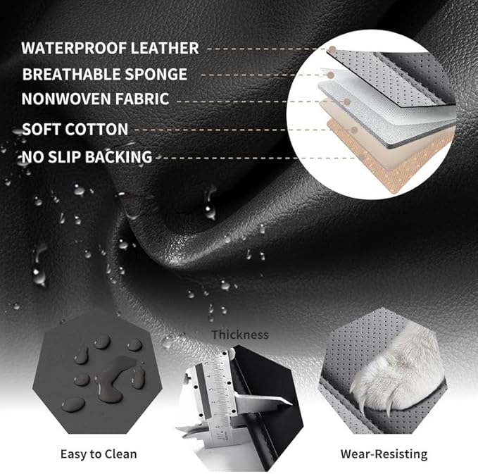 Car Seat Covers Custom Fit for Chevrolet/Chevy Colorado 2015-2026 , Premium Faux Leather Waterproof Car Seat Protectors with Lumbar Support, Breathable Anti-Slip Easy to install(Black&Gray,Full set)