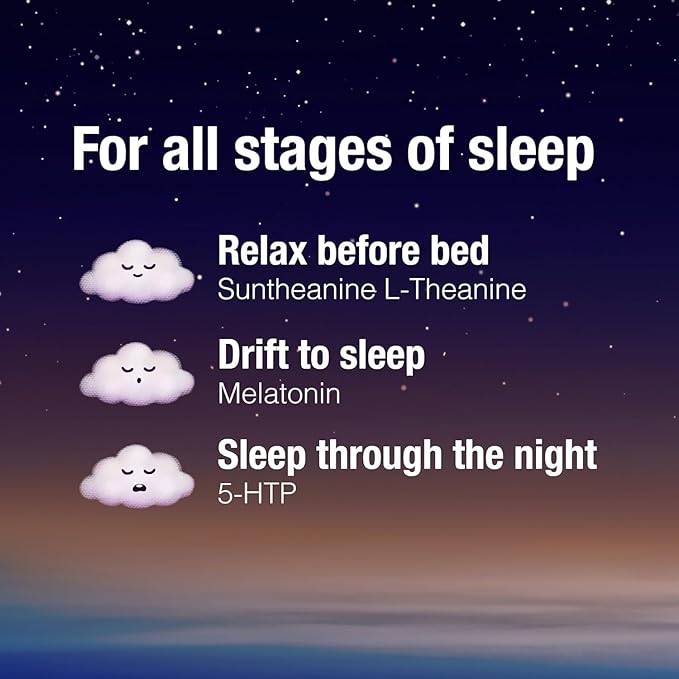 Stress-Relax Tranquil Sleep by Natural Factors, Sleep Aid with Suntheanine L-Theanine, 5-HTP, Melatonin, 45 Softgels