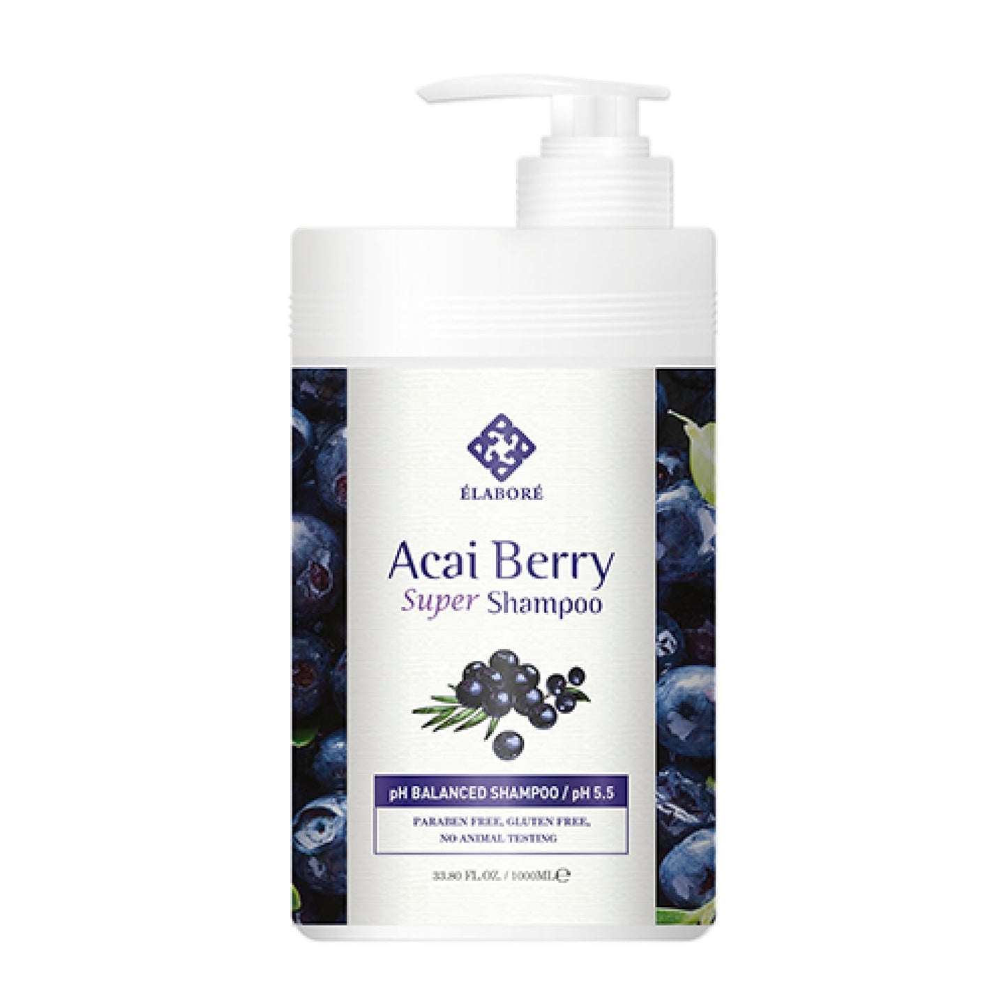 Elabore Acai Berry Super Hair Shampoo - Sulfate Free 33.80Fl.Oz/ 1000Ml