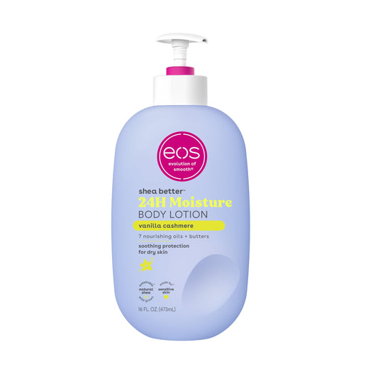 Eos Shea Better Body Lotion- Vanilla Cashmere, 24-Hour Moisture Skin Care, Lightweight & Non-Greasy, Made With Natural Shea, Veg