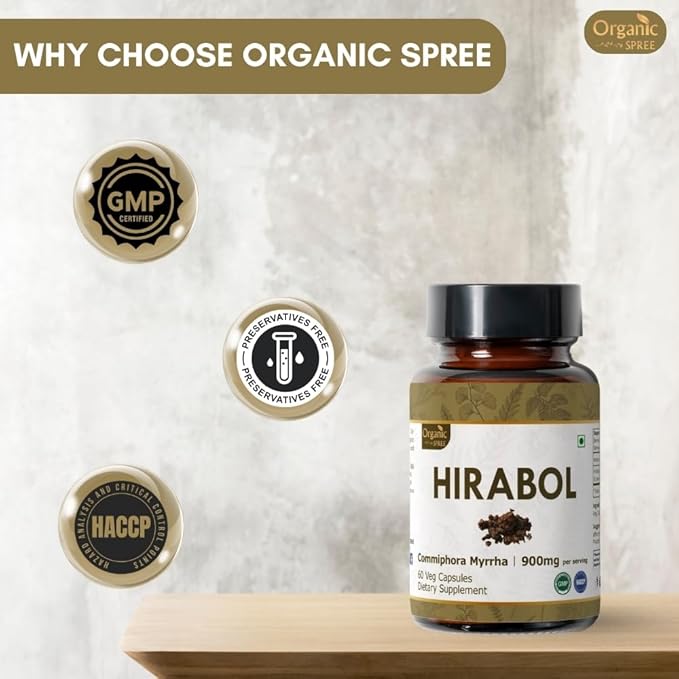 HIRABOL 60 Capsules | Commiphora myrrha (Hirabol) | 900mg per Serving | Natural 60 Capsules