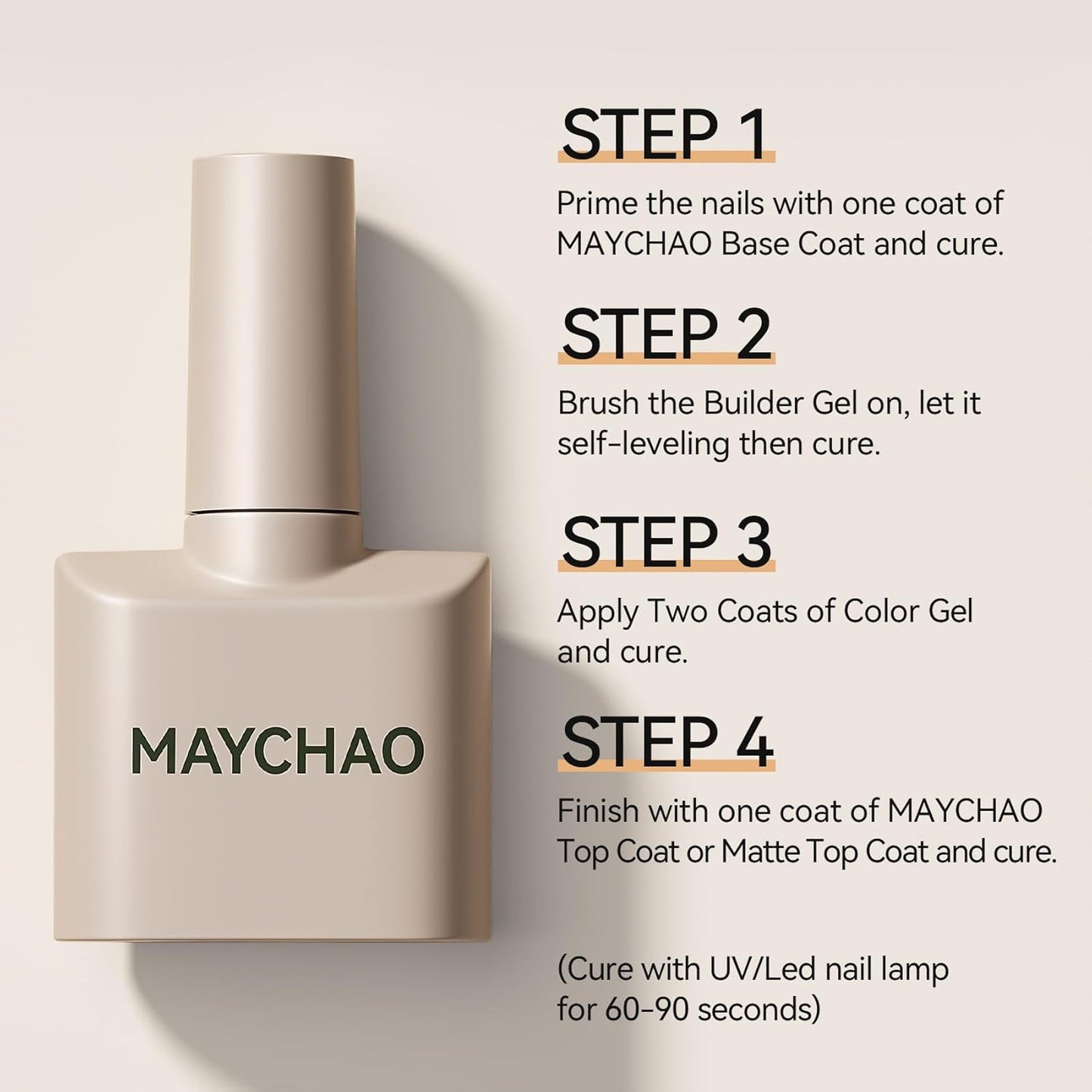 MAYCHAO Creamy Pink Builder Gel for Nails, 15ml Light Pink Nail Strengthener in a Bottle, Nail Extension Hard Gel, Soak Off Long Lasting UV Light Cure