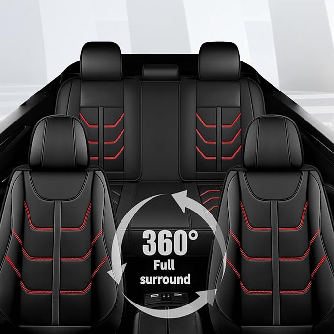 TTX LIGHTING Car Seat Covers fit for Honda HR-V 2016-2026 Full Set: Premium Leather Automotive Seat Cover with Airbag Compatible Waterproof (5 Seats, Redline)