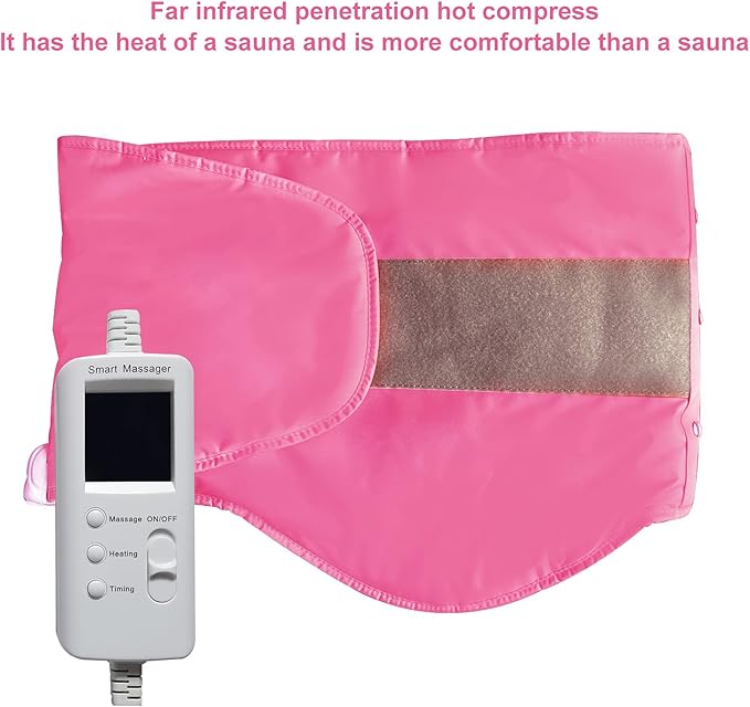 Heating Sauna Belt with Hot Compress & Vibration Massage，Lumbar Abdominal Stomach Belly Massager Back Pain Relief Machine,for Body Muscle Relax, Waist Trimmer Fitness Home Exercise(Pink)