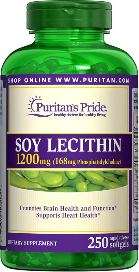 Puritan's Pride Soy Lecithin 1200 mg 250 Rapid Release softgels