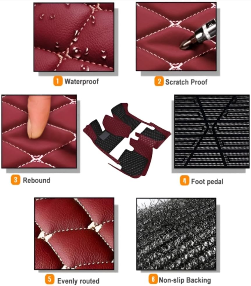 Add Personal Touch to Your Vehicle with IMEISH Customizable Logo Text Car Mats for 99% of vehiclesPads Protection Non-Slip Leather Floor Liners (Beige)