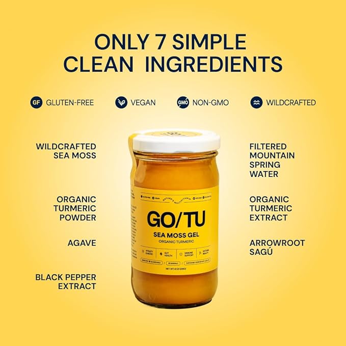 GO/TU Sea Moss Gel – 8oz Turmeric | Pure, Shelf-Stable Superfood | Nature’s Multivitamin