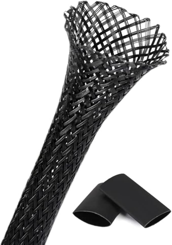 25ft - 1/8 Inch Cable Management Sleeve Protector,Wire Loom PET Expandable Wire Sleeving for Office TV Computer Home Theater Engine Bay Cord Organizer,Protect Cables from Pet Cat Dog Chewing,Black