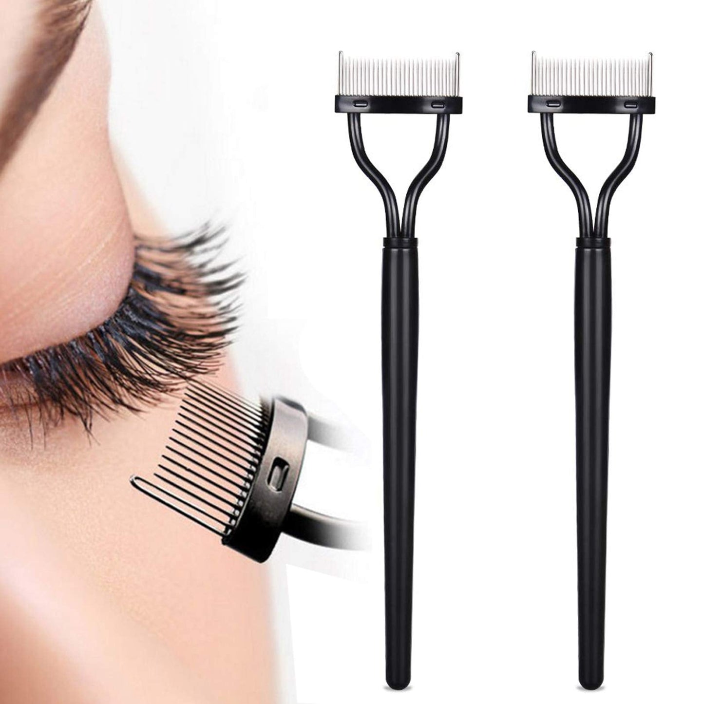 Vodisa Metal Eyelash Comb Curler 2 Pcs Mascara Separator Set Lash Extensions Applicator Professional Beauty Makeup Tool For Eyel
