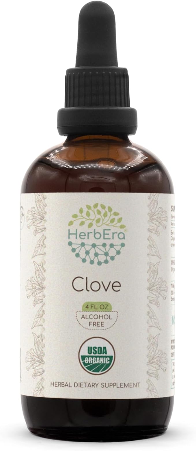 Clove B120 USDA Organic Tincture | Alcohol-Free Extract, High-Potency Herbal Drops | Certified Organic Clove (Syzygium Aromaticum) Dried Flower Buds (4 fl oz)
